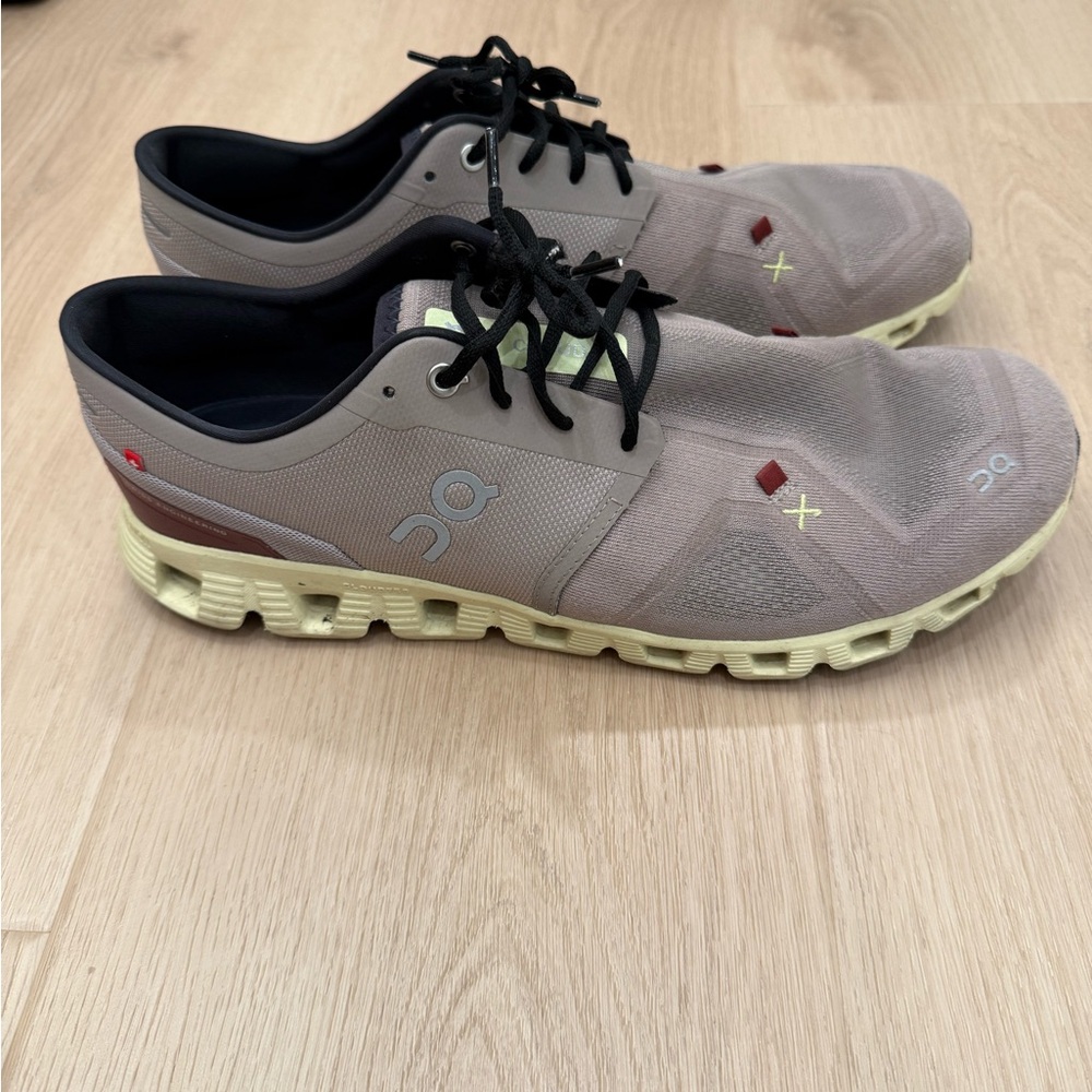 On Cloud X Running Men's Taupe and Cream Athletic Shoes